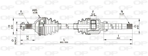 Handler.Part Drive shaft OPEN PARTS DRS621700 1