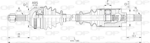 Handler.Part Drive shaft OPEN PARTS DRS622400 1