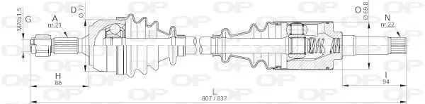 Handler.Part Drive shaft OPEN PARTS DRS623300 1