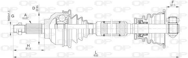 Handler.Part Drive shaft OPEN PARTS DRS624100 1