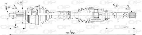 Handler.Part Drive shaft OPEN PARTS DRS624200 1