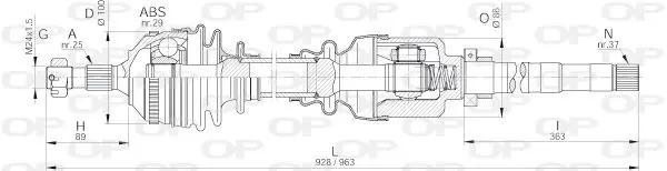 Handler.Part Drive shaft OPEN PARTS DRS624600 1