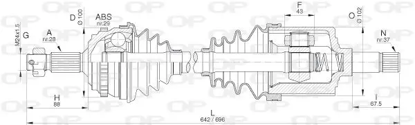 Handler.Part Drive shaft OPEN PARTS DRS627400 1