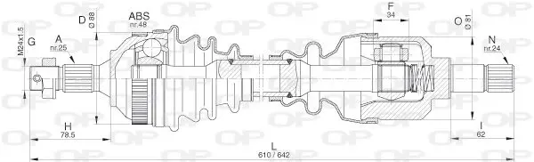 Handler.Part Drive shaft OPEN PARTS DRS628000 1