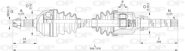 Handler.Part Drive shaft OPEN PARTS DRS629200 1