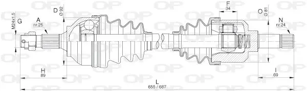 Handler.Part Drive shaft OPEN PARTS DRS630100 1