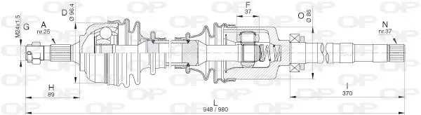 Handler.Part Drive shaft OPEN PARTS DRS631600 1