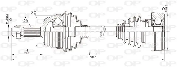 Handler.Part Drive shaft OPEN PARTS DRS633800 1