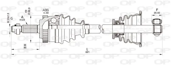 Handler.Part Drive shaft OPEN PARTS DRS635000 1