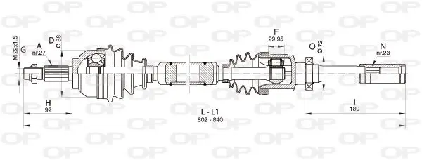 Handler.Part Drive shaft OPEN PARTS DRS635300 1