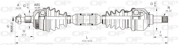 Handler.Part Drive shaft OPEN PARTS DRS636200 1