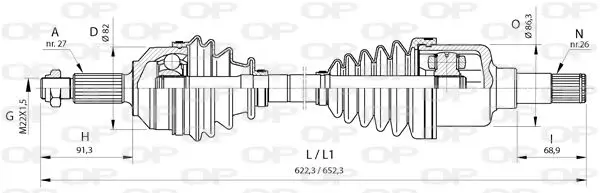 Handler.Part Drive shaft OPEN PARTS DRS637600 1