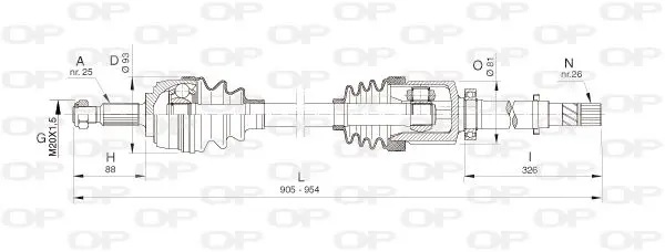 Handler.Part Drive shaft OPEN PARTS DRS638600 1