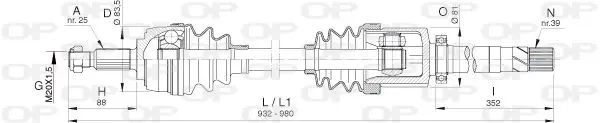 Handler.Part Drive shaft OPEN PARTS DRS638900 1