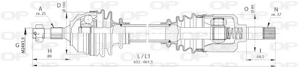 Handler.Part Drive shaft OPEN PARTS DRS639200 1