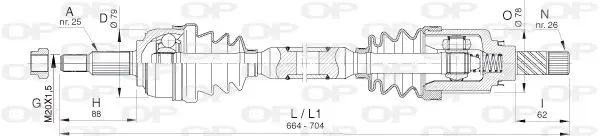 Handler.Part Drive shaft OPEN PARTS DRS640000 1