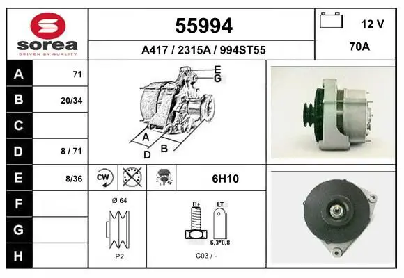 Handler.Part Alternator EAI 55994 1