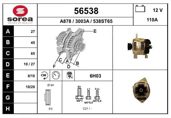 Handler.Part Alternator EAI 56538 1