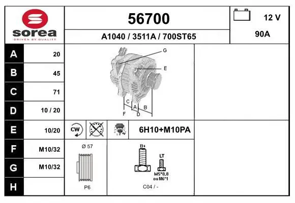 Handler.Part Alternator EAI 56700 1