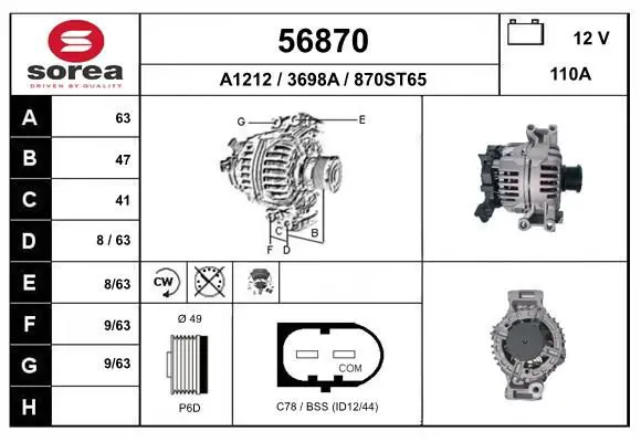 Handler.Part Alternator EAI 56870 1