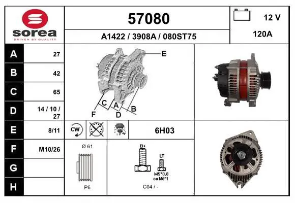 Handler.Part Alternator EAI 57080 1