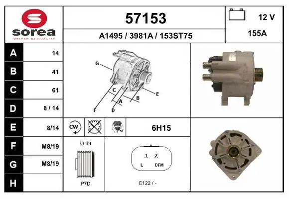 Handler.Part Alternator EAI 57153 1