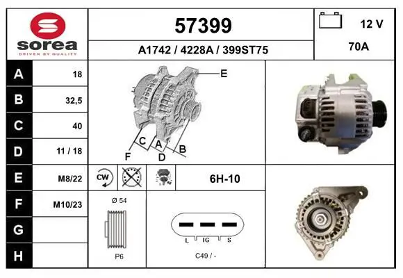 Handler.Part Alternator EAI 57399 1