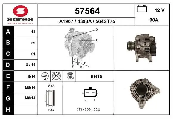 Handler.Part Alternator EAI 57564 1