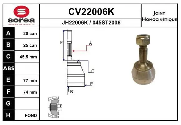 Handler.Part Joint kit, drive shaft EAI CV22006K 1