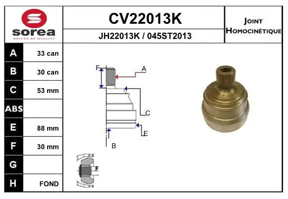 Handler.Part Joint kit, drive shaft EAI CV22013K 1