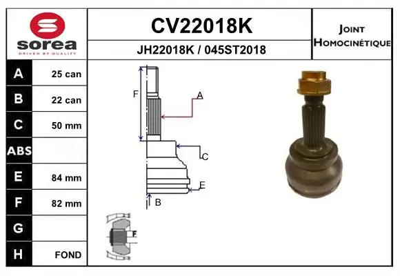 Handler.Part Joint kit, drive shaft EAI CV22018K 1