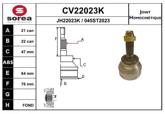 Handler.Part Joint kit, drive shaft EAI CV22023K 1