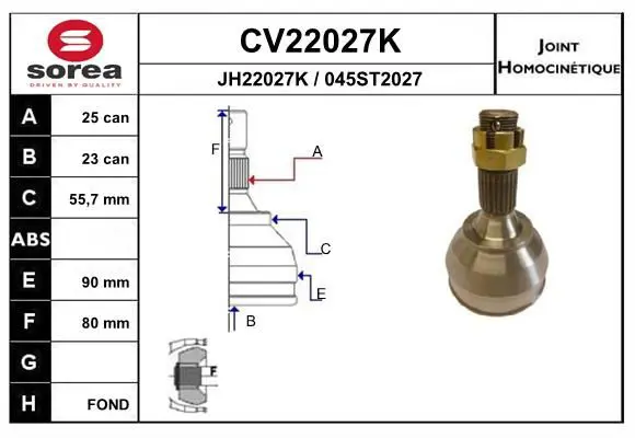 Handler.Part Joint kit, drive shaft EAI CV22027K 1