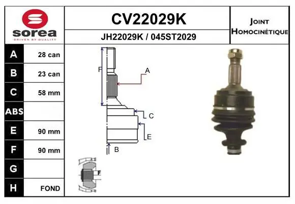 Handler.Part Joint kit, drive shaft EAI CV22029K 1