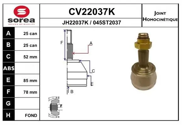 Handler.Part Joint kit, drive shaft EAI CV22037K 1