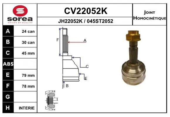 Handler.Part Joint kit, drive shaft EAI CV22052K 1