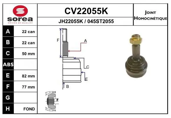 Handler.Part Joint kit, drive shaft EAI CV22055K 1