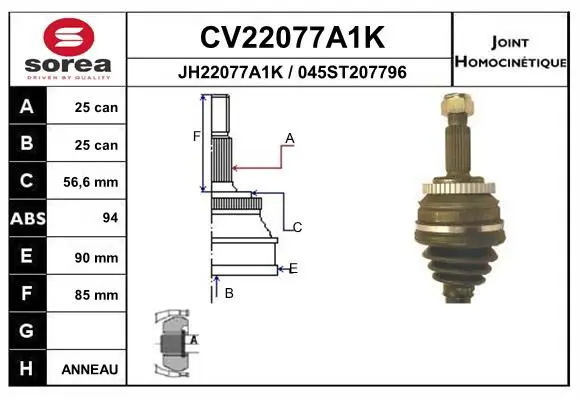 Handler.Part Joint kit, drive shaft EAI CV22077A1K 1