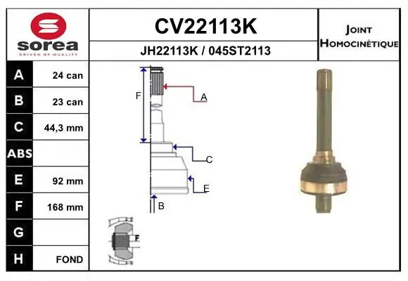 Handler.Part Joint kit, drive shaft EAI CV22113K 1