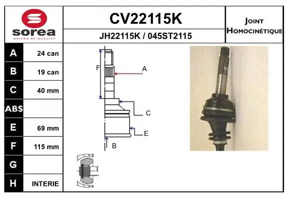 Handler.Part Joint kit, drive shaft EAI CV22115K 1