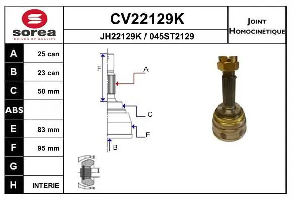 Handler.Part Joint kit, drive shaft EAI CV22129K 1