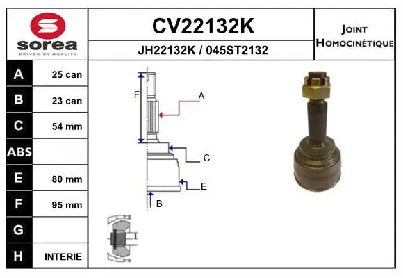 Handler.Part Joint kit, drive shaft EAI CV22132K 1