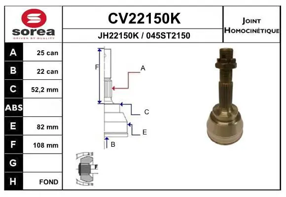 Handler.Part Joint kit, drive shaft EAI CV22150K 1