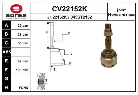 Handler.Part Joint kit, drive shaft EAI CV22152K 1