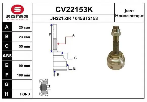 Handler.Part Joint kit, drive shaft EAI CV22153K 1