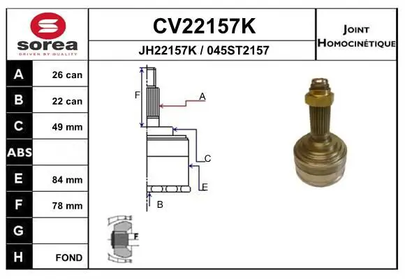 Handler.Part Joint kit, drive shaft EAI CV22157K 1