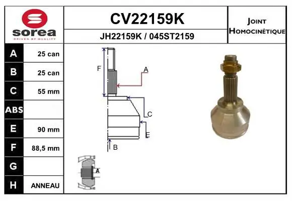 Handler.Part Joint kit, drive shaft EAI CV22159K 1