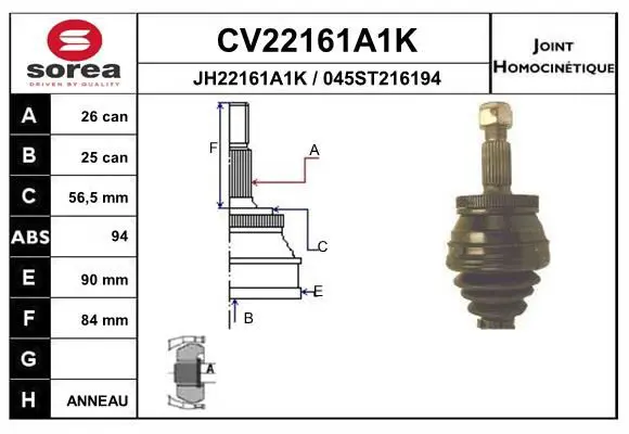 Handler.Part Joint kit, drive shaft EAI CV22161A1K 1