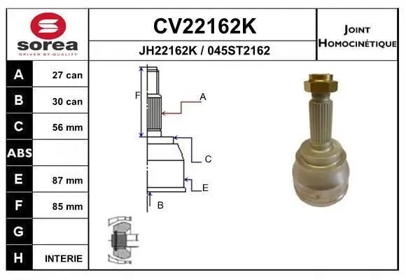 Handler.Part Joint kit, drive shaft EAI CV22162K 1