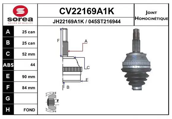 Handler.Part Joint kit, drive shaft EAI CV22169A1K 1